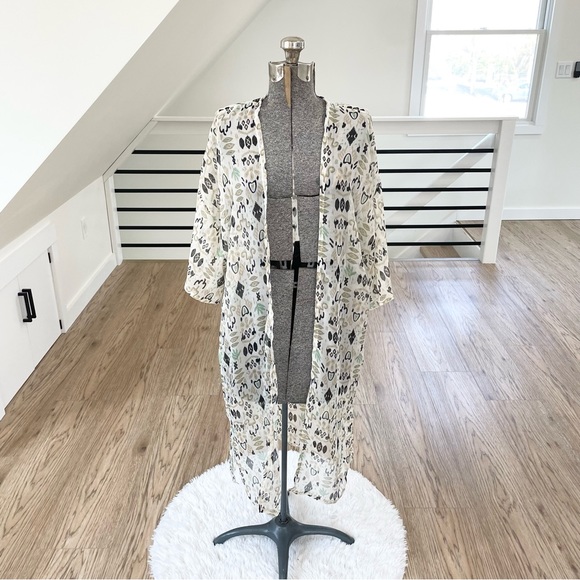 Sonoma Other - LD SALE ITEM: NWT tan black green sheer kimono beach cover-up bohemian tropical